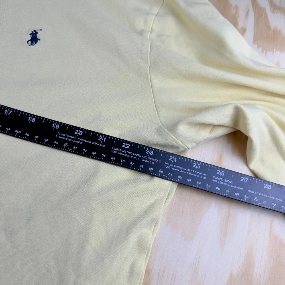 Polo Ralph Lauren‎ Mens XL Long Sleeve Polo Shirt Pale Yellow Navy Pony Logo